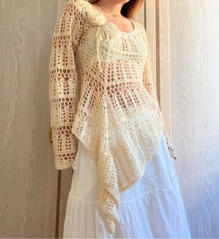 Jersey boho punto calado y flores