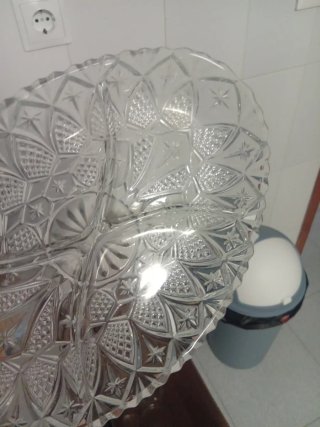 bandeja de cristal labrado