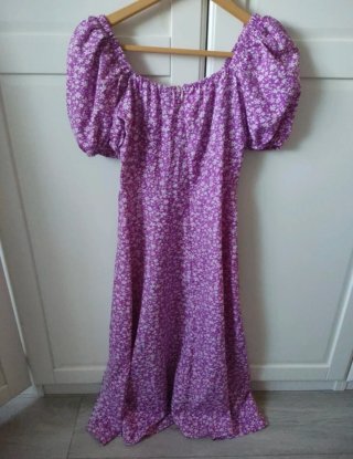 Vestido midi lila flores Shein Talla XS
