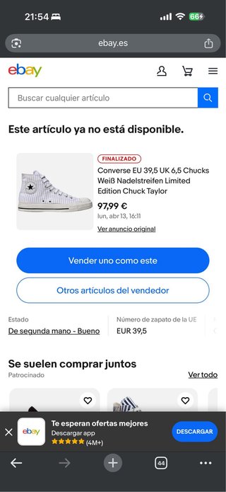 Converse All Star 100% Piel T.41 Blanco rayas (15)