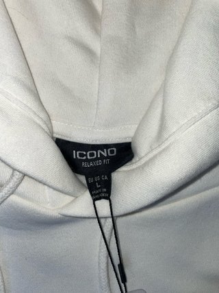 Sudadera ICONO Blanca Relaxed Fit Talla L Oversize