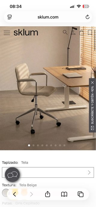Silla de oficina Sklum piel sintética marrón