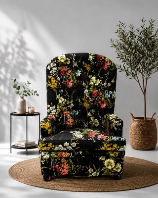 Sillón floral clásico capitoné