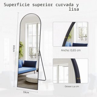 Espejo de pie curvo negro 163x53