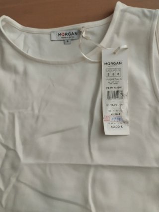 Top Morgan plateado y blanco Talla S y falda 40