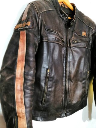 Chaqueta Cuero marrón estilo Cafe Racer Talla L