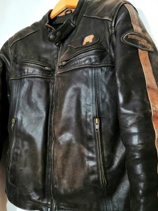 Chaqueta Cuero marrón estilo Cafe Racer Talla L