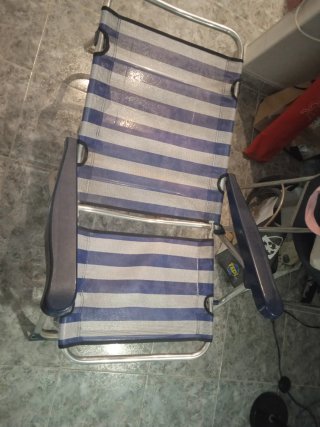 Silla Playa Plegable Azul y Plata