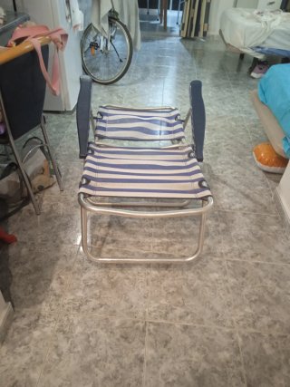 Silla Playa Plegable Azul y Plata