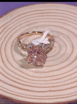 Anillo Oro Laminado Circonia Rosa Talla 9