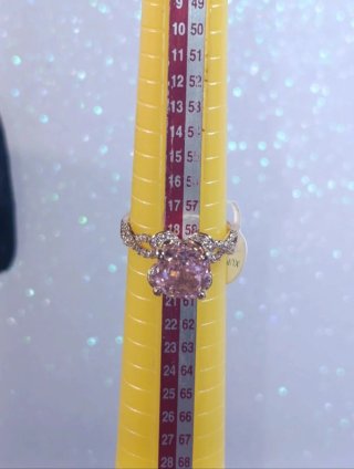 Anillo Oro Laminado Circonia Rosa Talla 9
