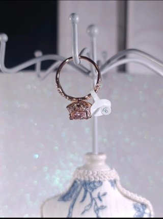 Anillo Oro Laminado Circonia Rosa Talla 9