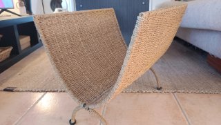 Revistero de yute beige y marrón