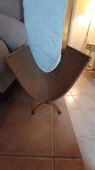 Revistero de yute beige y marrón