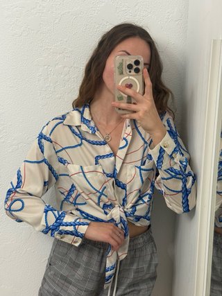 Blazer azul Zara con estampado náutico