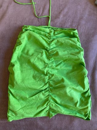 Falda Zara fruncida lino viscosa elastano XS
