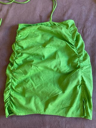 Falda Zara fruncida lino viscosa elastano XS