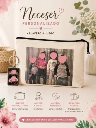 Pack neceser y llavero personalizados con foto