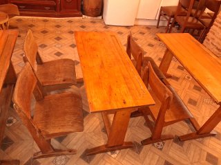 Conjunto Mesa y Sillas Colegio Antiguas Madera