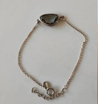 Pulseras plata y cerámica verde