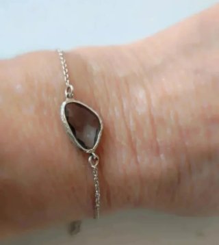 Pulseras plata y cerámica verde