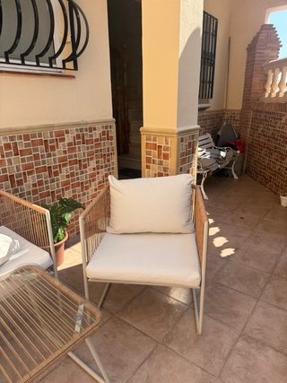 Conjunto 2 Sillas Rattan y Metal Beige