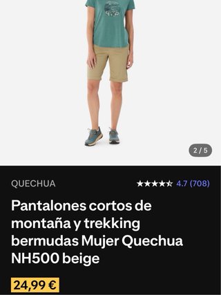 Pantalón corto montaña trekking beige