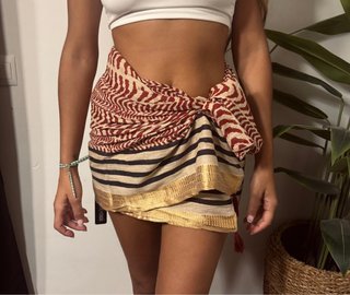 Pareo Boho Étnico Dorado y Rojo