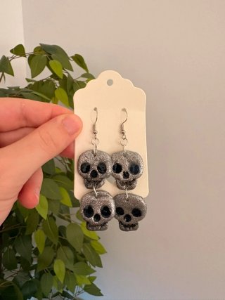 Pendientes de calavera con purpurina