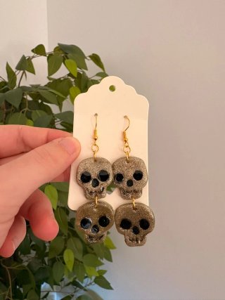 Pendientes de calavera con purpurina