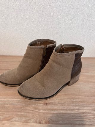 Botas de Piel Mujer Beige y Marrón