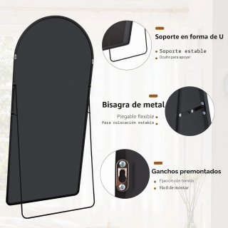 Espejo de pie curvo negro 163x53