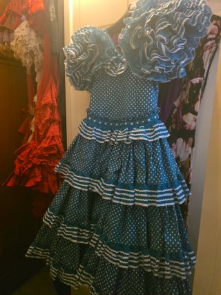 Traje Flamenca Azul Lunares
