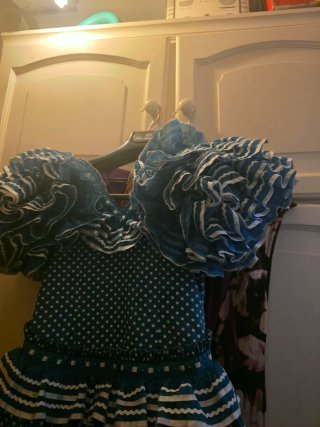 Traje Flamenca Azul Lunares