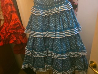 Traje Flamenca Azul Lunares
