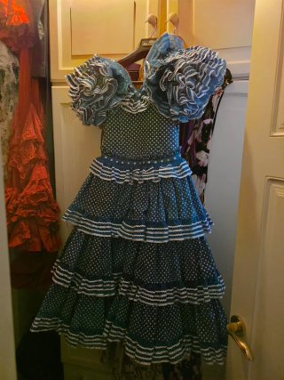 Traje Flamenca Azul Lunares
