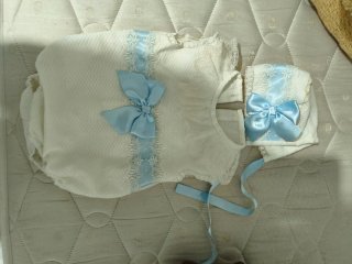 Pelele Bautizo Blanco y Azul
