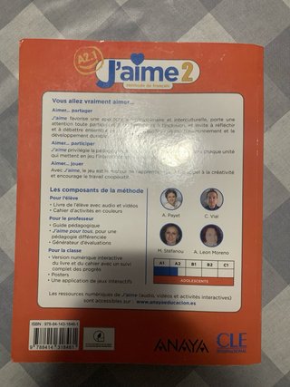 Libro J'aime 2 - Francés A2.1