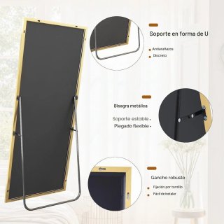 Espejo de pie rectangular dorado 163x53