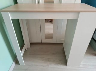 Mesa alta auxiliar cocina madera y metal