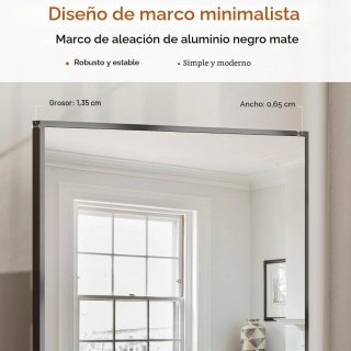 Espejo Rectangular Negro 163x53