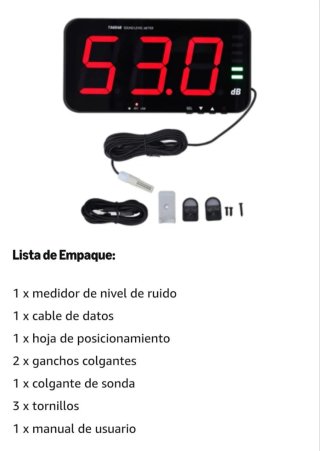 Medidor digital Nivel Sonoro pantalla 13" Nuevo