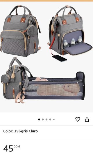 Mochila cambiador bebé gris funcional
