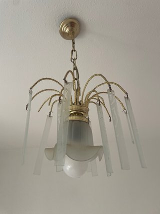3 Lámparas de techo vintage cristal y latón