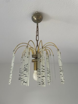 3 Lámparas de techo vintage cristal y latón