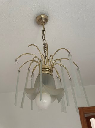 3 Lámparas de techo vintage cristal y latón