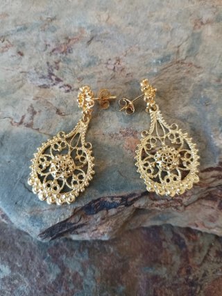 Pendientes Plata de Ley Chapada Oro