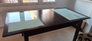 Mesa extensible Salón Madera y Cristal