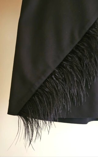 Falda mini negra con detalle de plumas