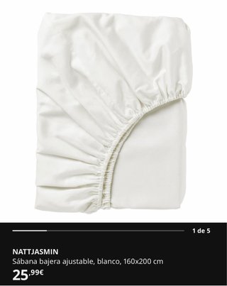 (4unidades) Sábana Bajera NATJASMIN Blanca